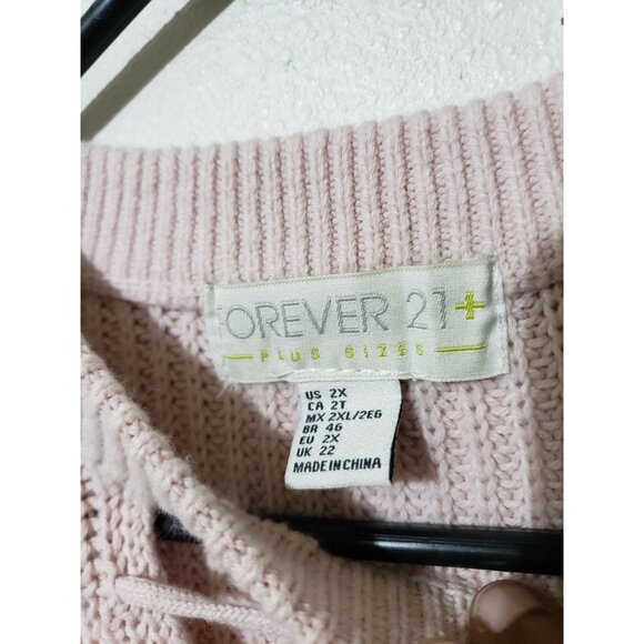 Forever 21 plus size, light pink, criss cross, choker neck sweater, size 2x - Picture 3 of 4